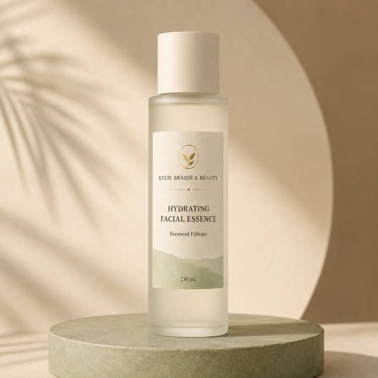 Kylie Braids & Beauty Hydrating Facial Essence on sage pedestal