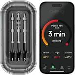 CHEF iQ Sense Smart Wireless Meat Thermometer with 3 Ultra Thin Probes, Unlimited Range Bluetooth Meat Thermometer, Digital Food Thermometer, triple-