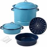 6 Piece Enameled Steel Cookware Set Steamer Dutch Oven Multi Use Dish Kitchen Pots and Pans Set