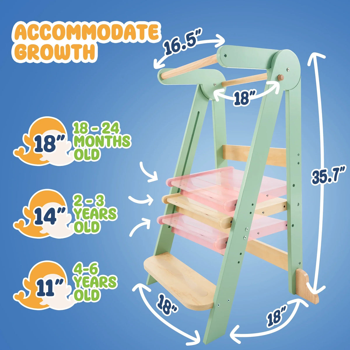 2026 NewHARPPA Foldable Toddler Kitchen Tower, Standing Tower for Kids Age 1.5-6 Years, White