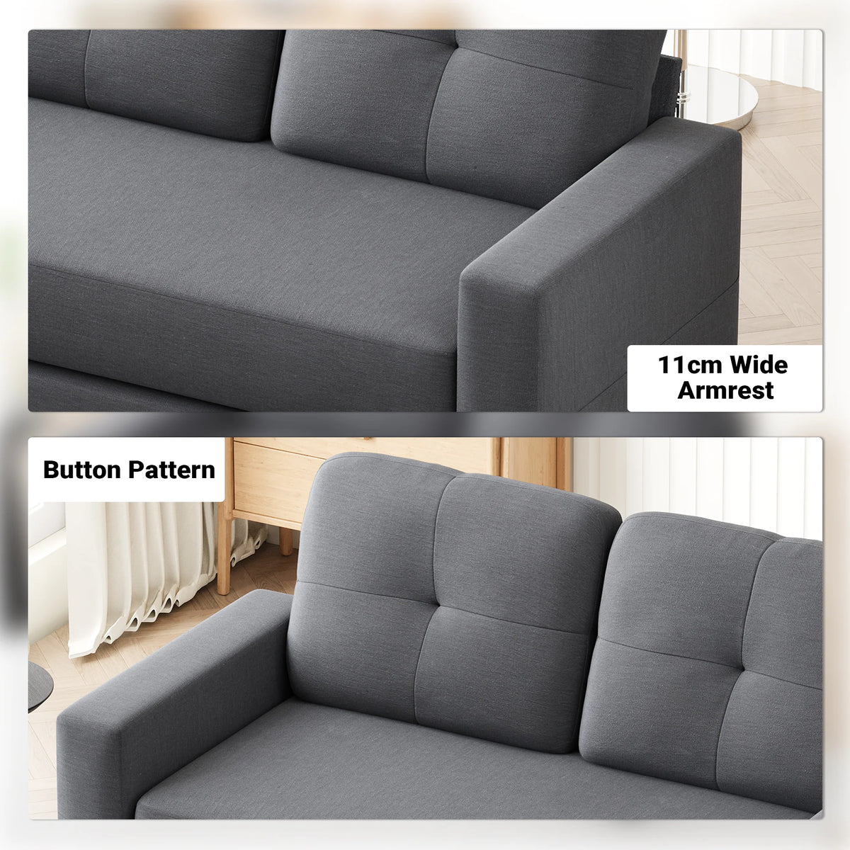 2-Seater Sofa 132cm Loveseat Sofa Dark Grey
