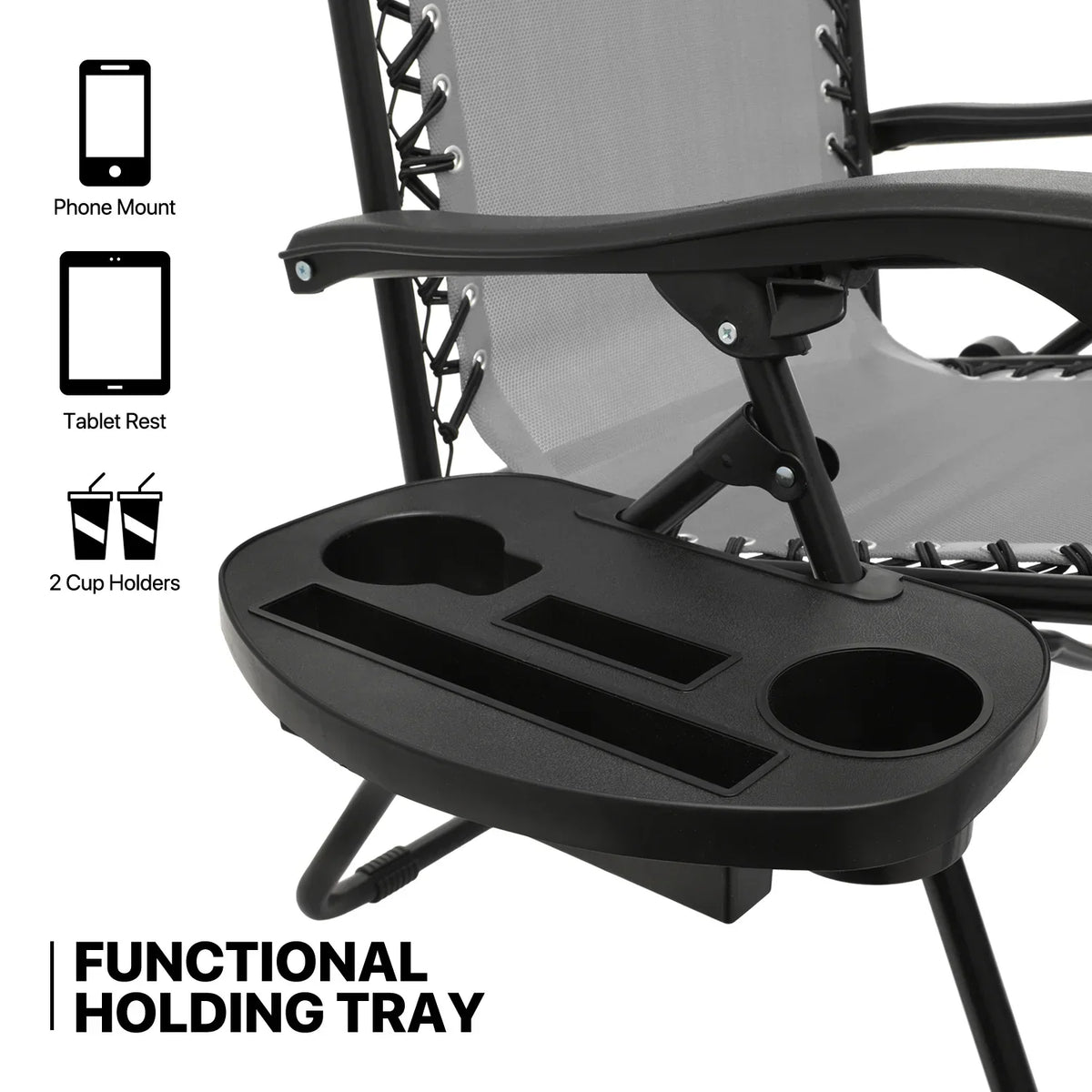 2026 NewMoNiBloom Zero Gravity Chairs Set of 2, Folding Outdoor Patio Beach Recliner with Canopy Shade & Headrest, Black