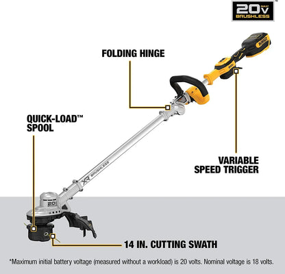 2026 NewDEWALT Brushless 20V String Trimmer, 5AH Battery Powered