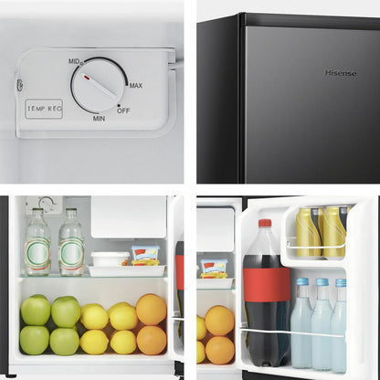 2026 NewHisense 1.6 Cu ft Single Door Mini Fridge, Black, Energy Star, 1 Year Warranty, WMS017M6XBE New