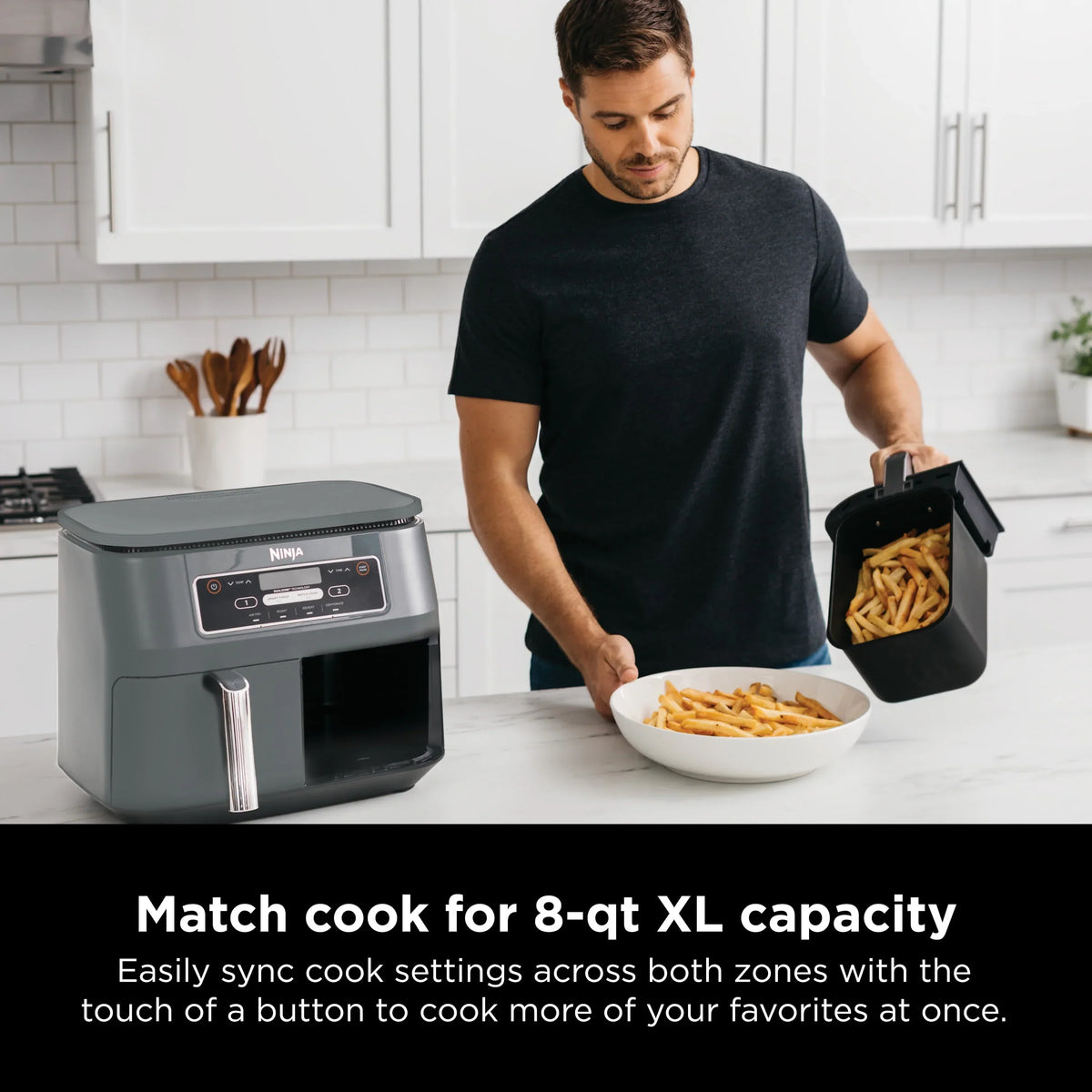 2026 NewNinja Foodi 4 in1 8-Quart. 2 Basket Air Fryer with DualZone Technology Air Fry, Roast, and More, DZ100WM