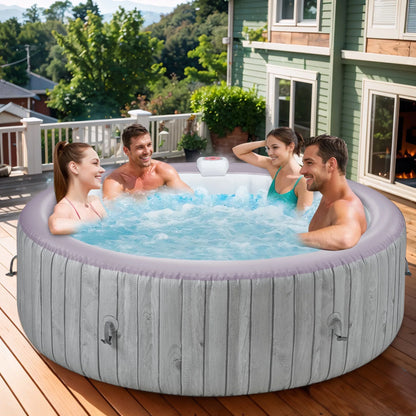 2026 NewRound Hot Tub Surround Furniture, Spa Surround Outdoor Rattan Sectional Sofa Set with Mini Sofa, Solid Acacia Wood Hot Tub Storage Surround Patio Furniture Set, Gray Cushion