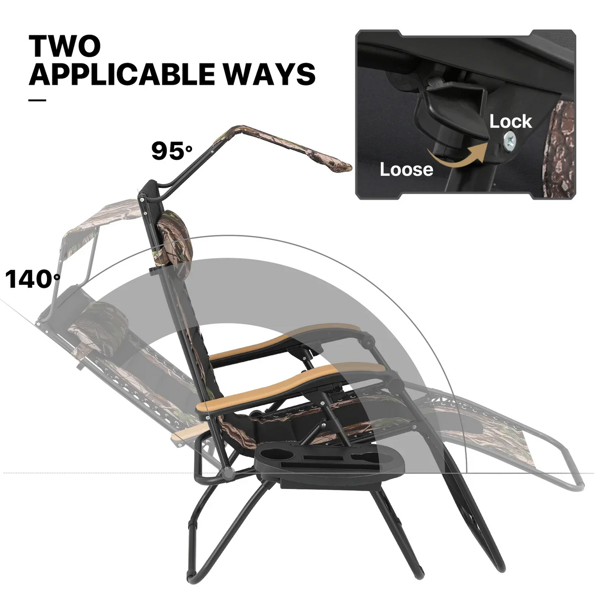 2026 NewMoNiBloom Zero Gravity Chairs Set of 2, Folding Outdoor Patio Beach Recliner with Canopy Shade & Headrest, Black
