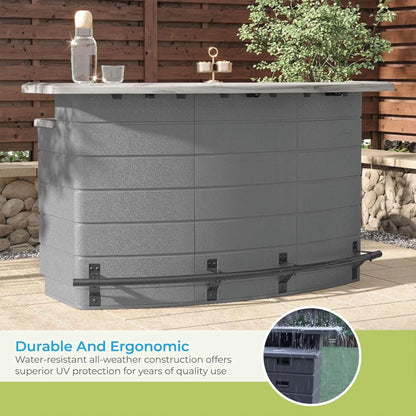 2026 NewSuncast Backyard Oasis Entertainment Outdoor Bar with Pull-Out Drawers and Shelves, Marble