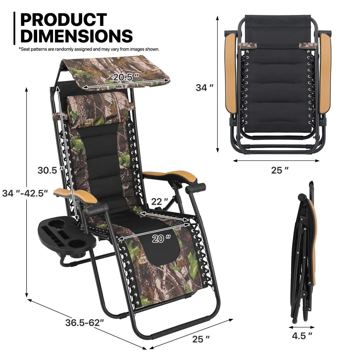 2026 NewMoNiBloom Zero Gravity Chairs Set of 2, Folding Outdoor Patio Beach Recliner with Canopy Shade & Headrest, Black