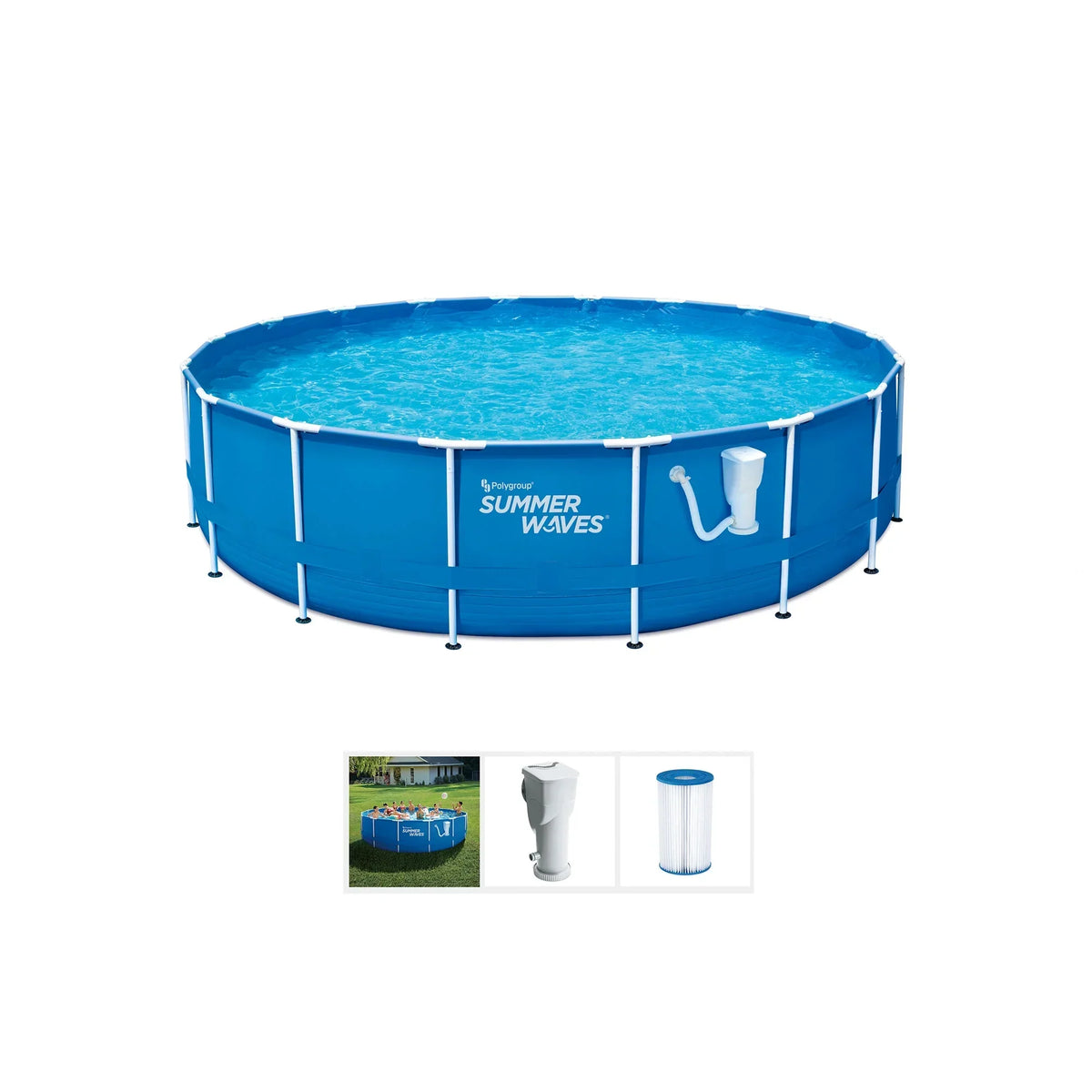 2026 NewOpen Box Summer Waves Active 10 Foot Metal Frame Above Ground Pool Set w/ Pump