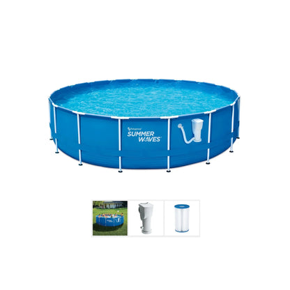 2026 NewOpen Box Summer Waves Active 10 Foot Metal Frame Above Ground Pool Set w/ Pump