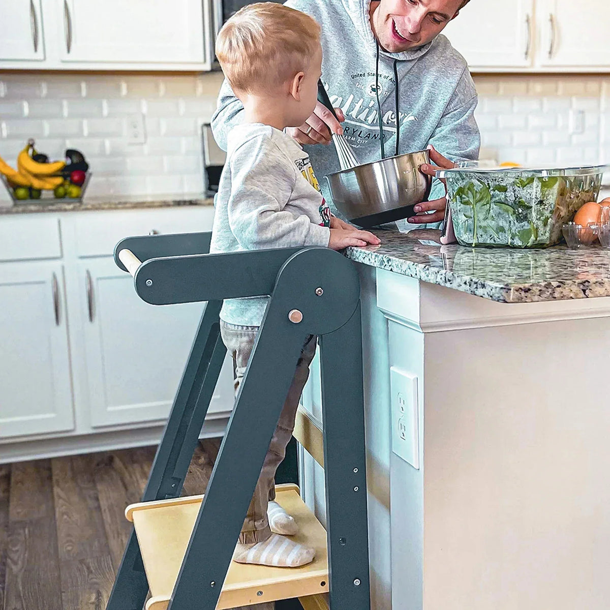 2026 NewHARPPA Foldable Toddler Kitchen Tower, Standing Tower for Kids Age 1.5-6 Years, White