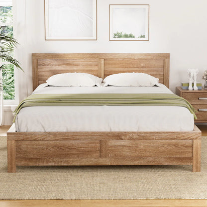 Artiss Bed Frame Queen Size Wooden Acacia Wood OATMEAL
