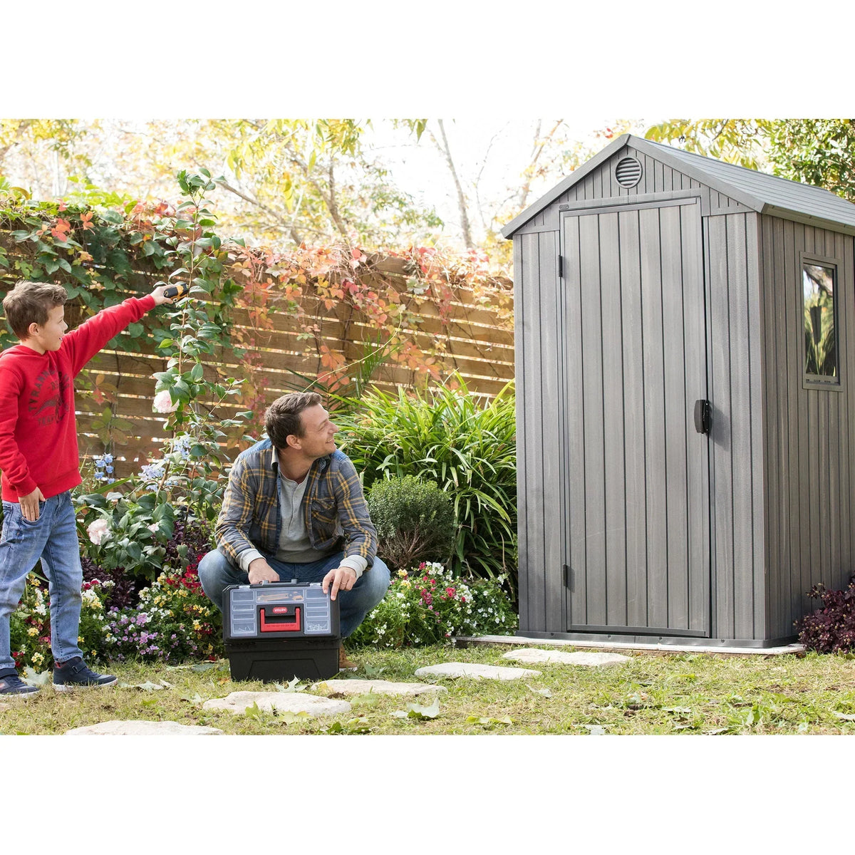 2026 NewKeter Darwin 4' x 6' Outdoor Garden Tool Storage Shed w/ Window, Graphite