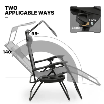 2026 NewMoNiBloom Zero Gravity Chairs Set of 2, Folding Outdoor Patio Beach Recliner with Canopy Shade & Headrest, Black