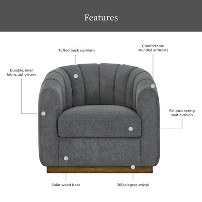 2026 NewBetter Homes & Gardens Lillian Accent Swivel Chair, Cream Linen