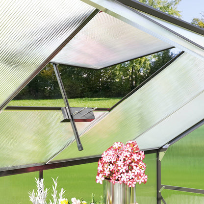 2026 NewAsofer 6' x 4' Greenhouse for Outdoors, Aluminum Walk-in Green Houses shed with Rain Gutter and Roof Vent for Backyard