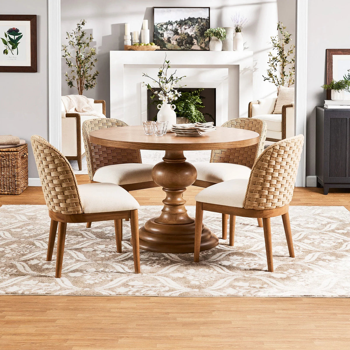 2026 NewMy Texas House Saylor Farmhouse Dining Chair Set, Natural Wood, Set of 2