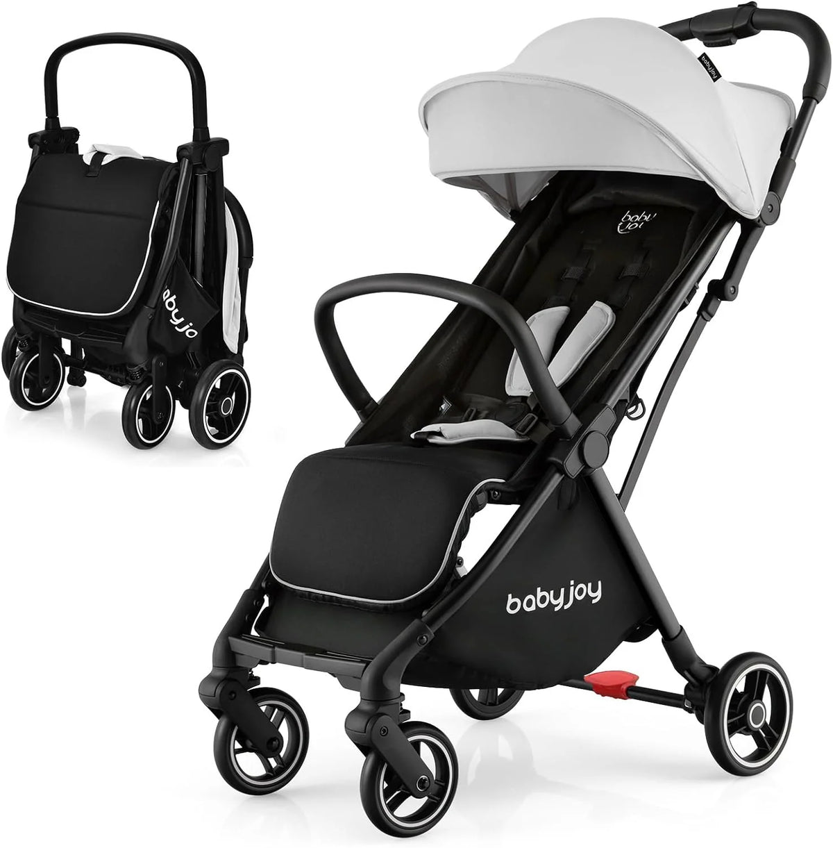 Compact Travel Stroller for Airplane Infant Toddler Stroller w/Adjustable Backrest & Canopy