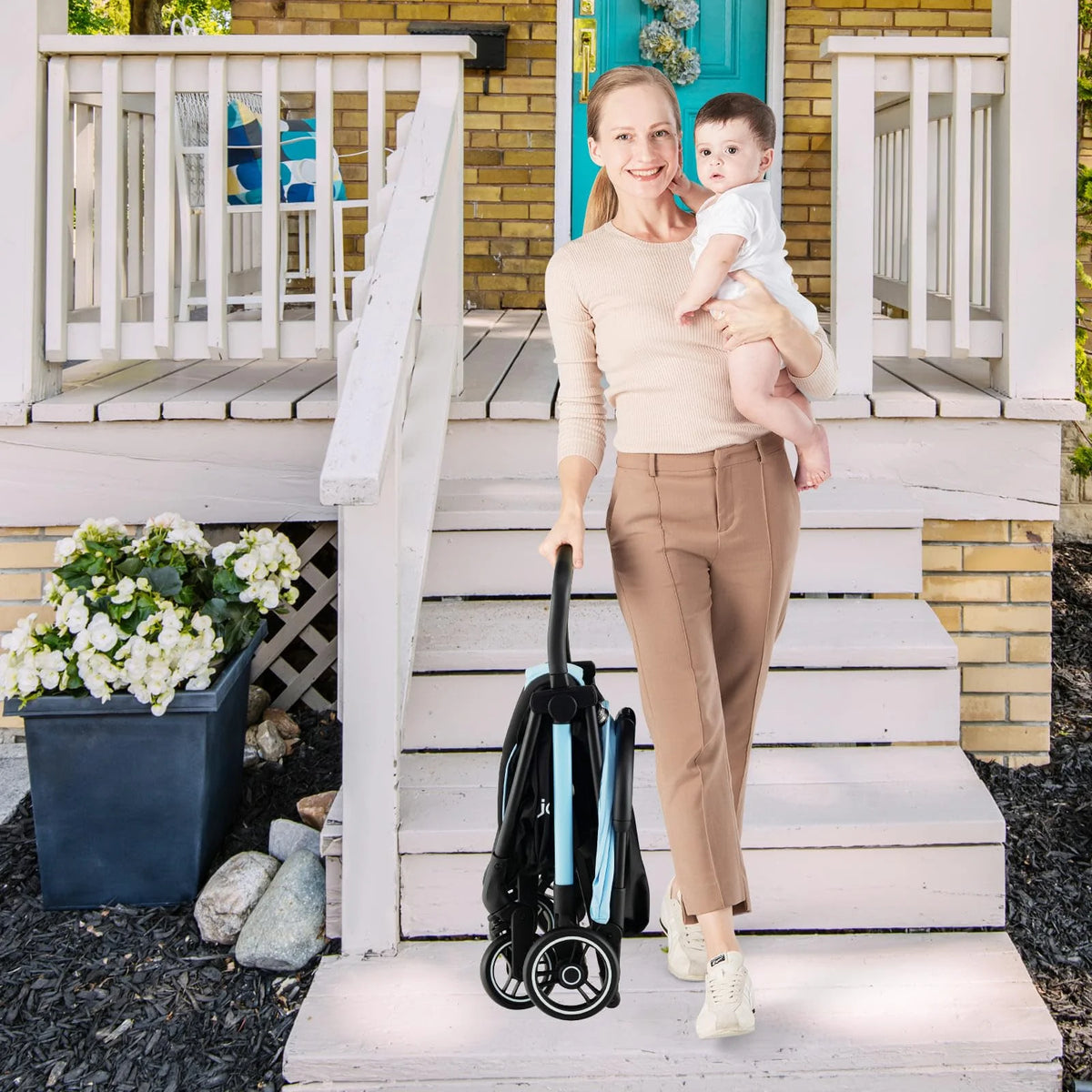 Compact Travel Stroller for Airplane Infant Toddler Stroller w/Adjustable Backrest & Canopy