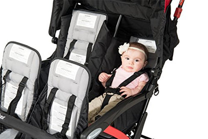 Compass Quad 4 Seat Stroller | 4-Seat Stroller for Daycare | Oversized UV Blocking Canopy | 5-Point Harness | Easy Loading | Storage Bucket | Teal