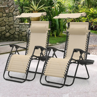 2026 NewMoNiBloom Zero Gravity Chairs Set of 2, Folding Outdoor Patio Beach Recliner with Canopy Shade & Headrest, Black