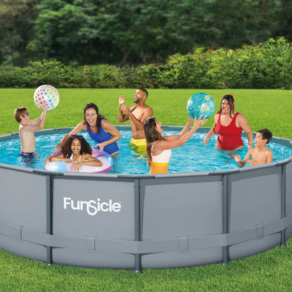 2026 NewFunsicle 15ft Oasis Round Above Ground Metal Frame Swimming Pool, Includes SkimmerPlus Pump, Age 6 & up