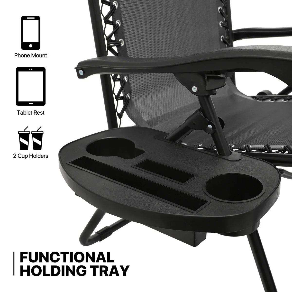 2026 NewMoNiBloom Zero Gravity Chairs Set of 2, Folding Outdoor Patio Beach Recliner with Canopy Shade & Headrest, Black