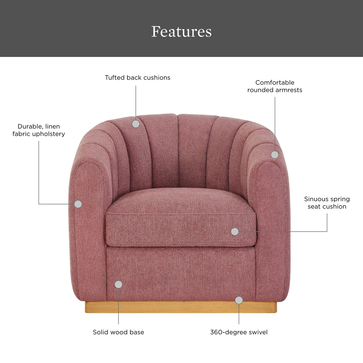 2026 NewBetter Homes & Gardens Lillian Accent Swivel Chair, Cream Linen