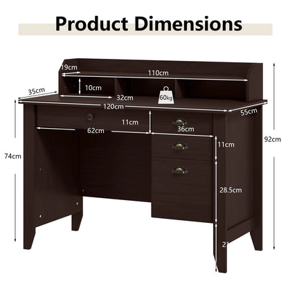 Giantex Computer Desk with 4 Storage Drawers & Hutch