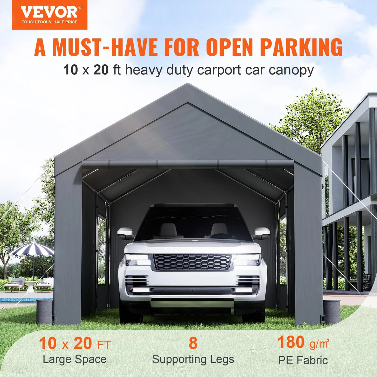 VEVOR Carport 10x20ft, Car Canopy Portable Garage