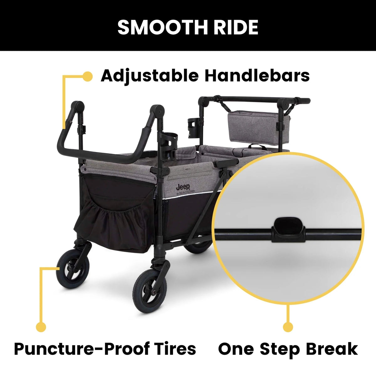 Jeep Wrangler Deluxe 4 Seater Stroller Wagon by Delta Children