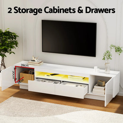 Artiss TV Unit Entertainment Unit Storage Drawer RGB LED 180cm White