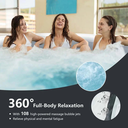 4-Person SaluSpa Inflatable Hot Tub Spa with 108 Massage Bubble Jets, Air Pump, Filter Cartridge & Cover, Portable Outdoor Blow Up Spa