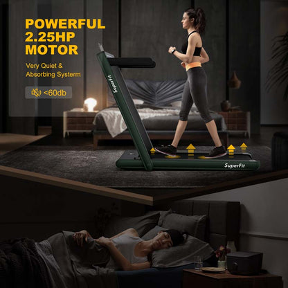2 in 1 Folding Treadmill, 2.25HP Under Desk Electric Treadmill, Portable Walking Running Machine with Dual Display & Smart App Control