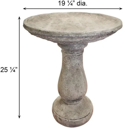 2026 NewSolid Rock Stoneworks Oval 2 Piece Birdbath - 24" Tall - Pre-Aged