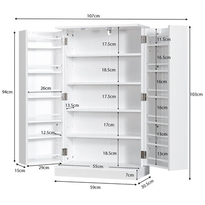 Giantex 2-Door Pantry Cabinet w/ 6 Adjustable Shelves, 17-Tier Buffet Sideboard, Kitchen Storage Cabinet