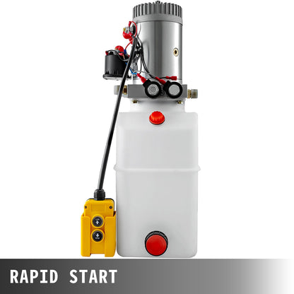 VEVOR 6 Quart Hydraulic Pump Hydraulic Power Unit (Plastic, 6 Quart/Double Action) White