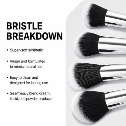 18-Piece Face and Eye Makeup Brush Set with Black Roll Case