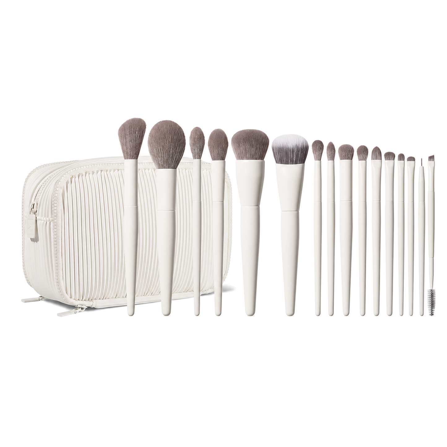 16-Brush Face & Eye Makeup Brush Set with Travel Case – White