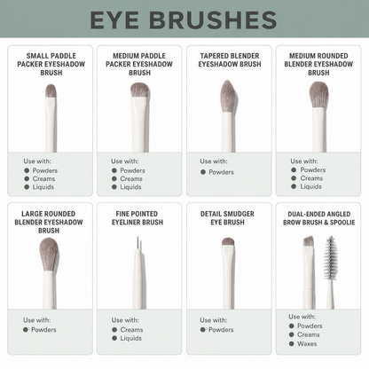 16-Brush Face & Eye Makeup Brush Set with Travel Case – White