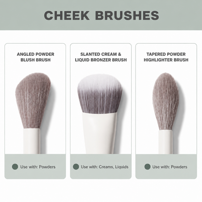 16-Brush Face & Eye Makeup Brush Set with Travel Case – White