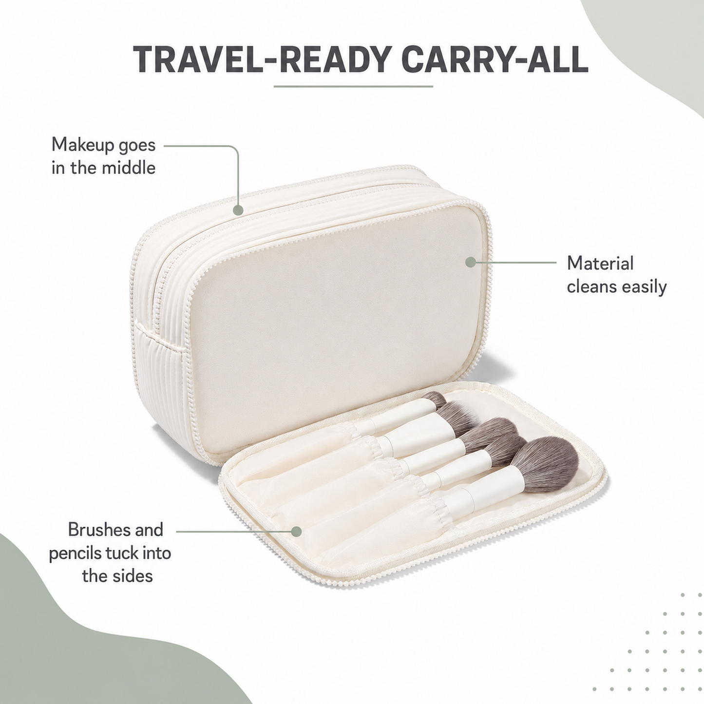 16-Brush Face & Eye Makeup Brush Set with Travel Case – White