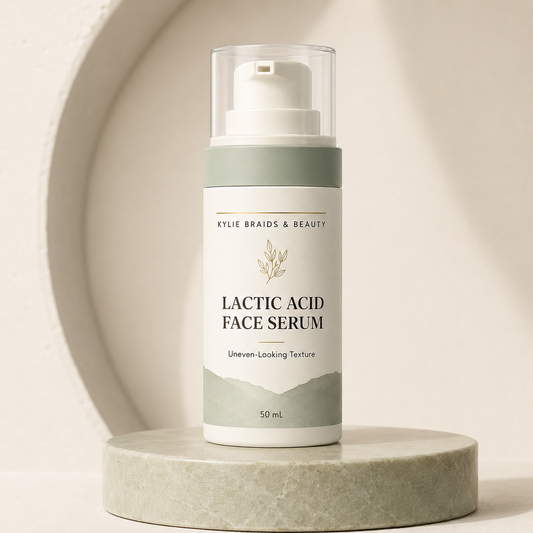 Kylie Braids & Beauty Lactic Acid Face Serum on sage pedestal