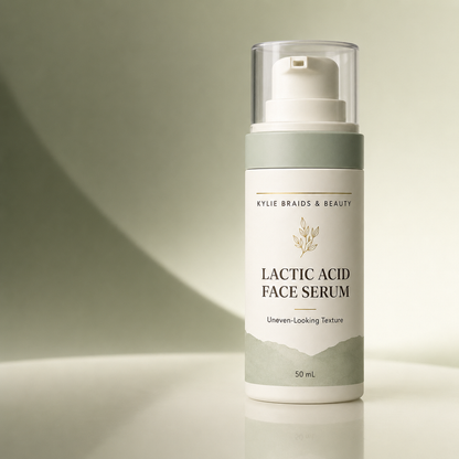 Kylie Braids & Beauty Lactic Acid Face Serum in sage studio setting