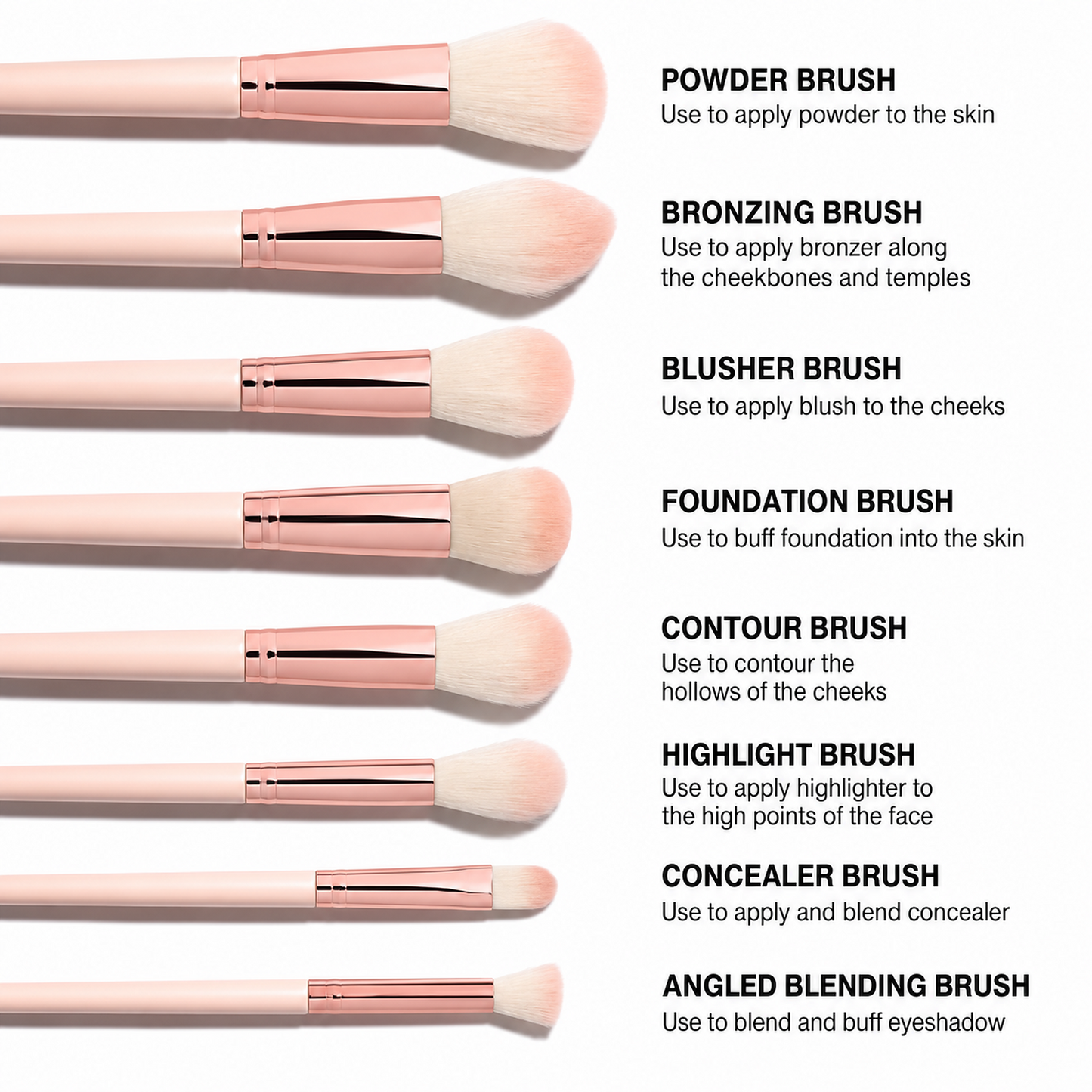 18-Piece Rose Gold Face & Eye Makeup Brush Set with Stand Case
