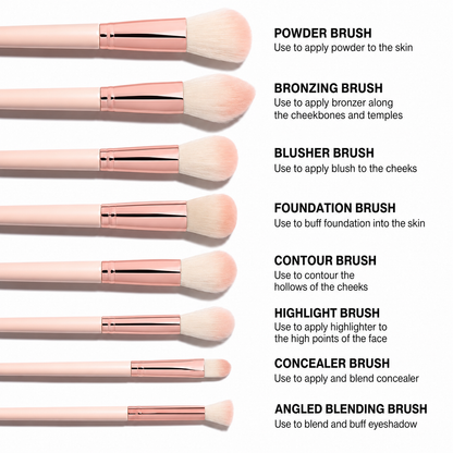 18-Piece Rose Gold Face & Eye Makeup Brush Set with Stand Case