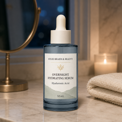 Kylie Braids & Beauty Overnight Hydrating Serum in evening skincare setting