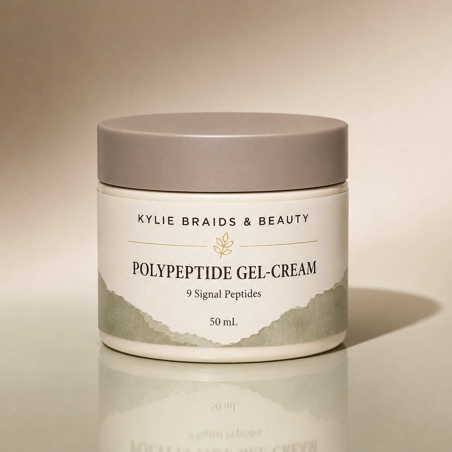 Kylie Braids & Beauty Polypeptide Gel-Cream in taupe studio setting