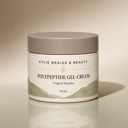 Kylie Braids & Beauty Polypeptide Gel-Cream in taupe studio setting